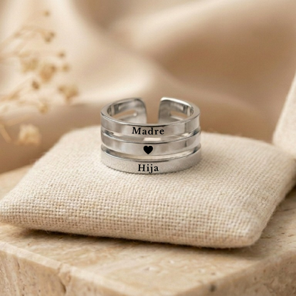 Anillo Madre e Hija "Madre ♥️ Hija" | Acero Inoxidable 316L Ajustable