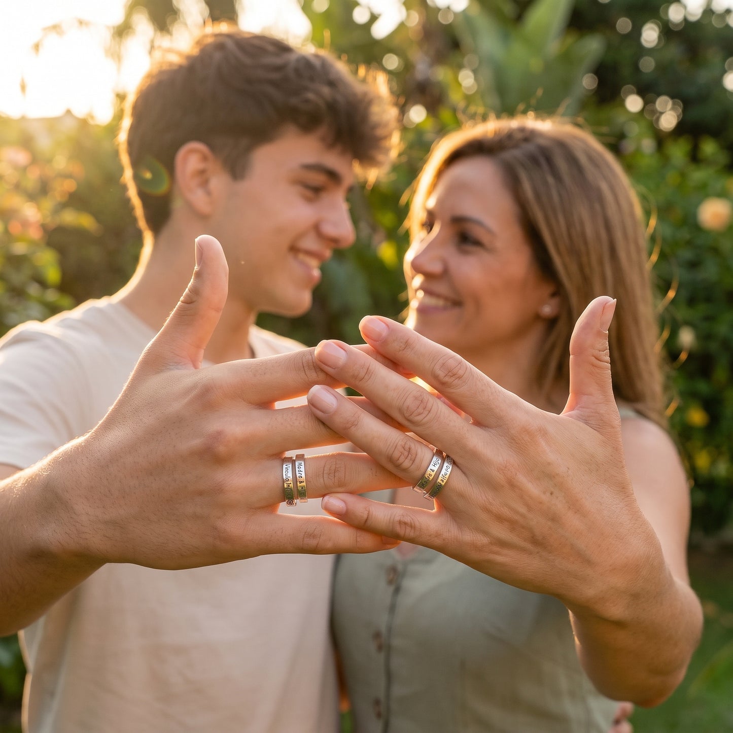 Anillos Madre e Hijo Vínculo Infinito | Pack 2x1 Ajustables Acero Inoxidable 316L