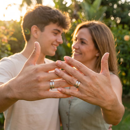 Anillos Madre e Hijo Vínculo Infinito | Pack 2x1 Ajustables Acero Inoxidable 316L