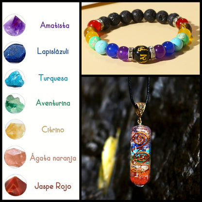 PACK  COLGANTES + PULSERAS  ORGONITA CHAKRAS 7