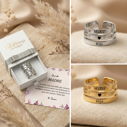 Anillo Madre e Hija "Madre ♥️ Hija" | Acero Inoxidable 316L Ajustable