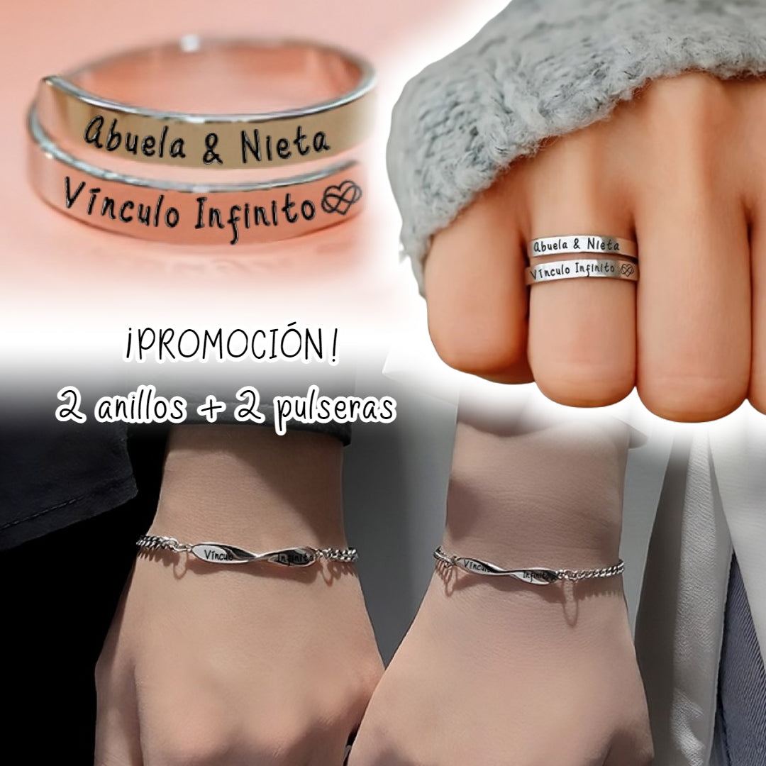 PACK Anillos + Pulseras "Abuela & Nieta" "Vínculo Infinito"