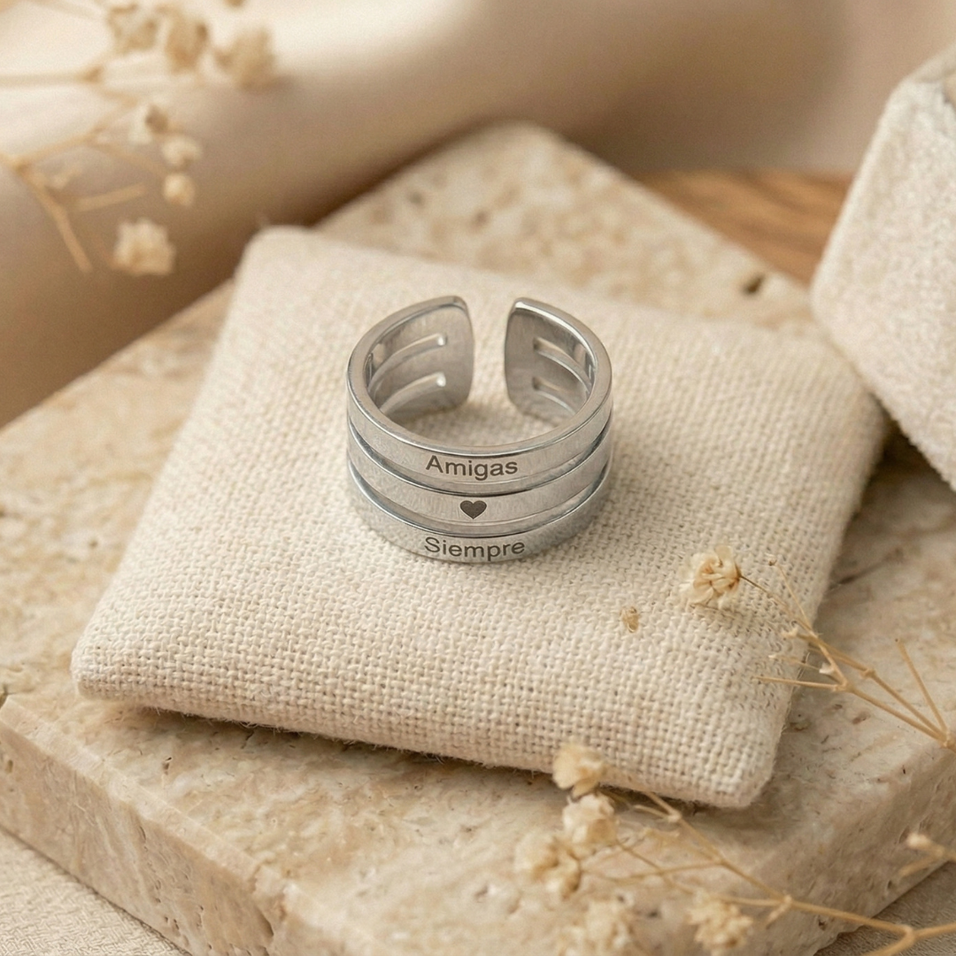 Anillo "Amigas ♥️ Siempre" | Acero Inoxidable 316L Ajustable