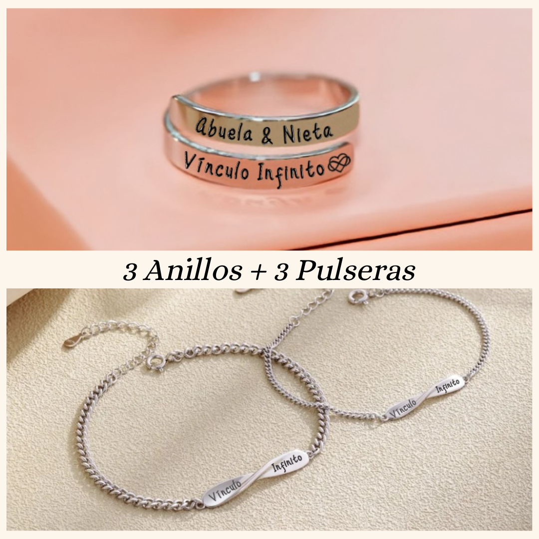 Anillos "Abuela & Nieta" + Tarjetita + HOY PULSERAS GRATIS!