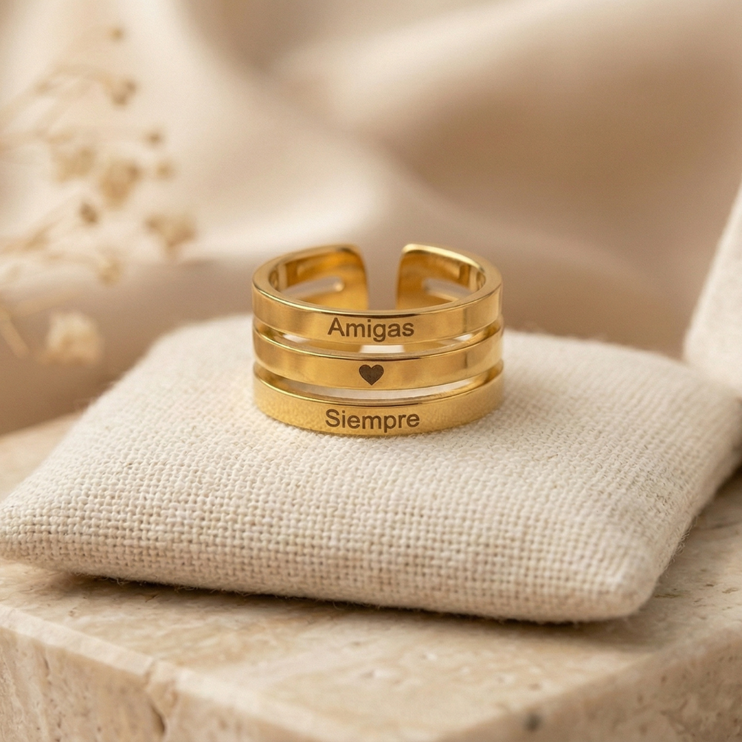 Anillo "Amigas ♥️ Siempre" | Acero Inoxidable 316L Ajustable