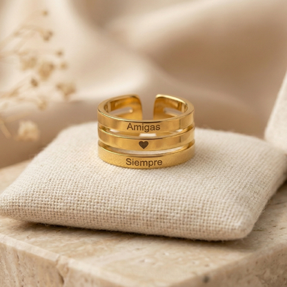Anillo "Amigas ♥️ Siempre" | Acero Inoxidable 316L Ajustable