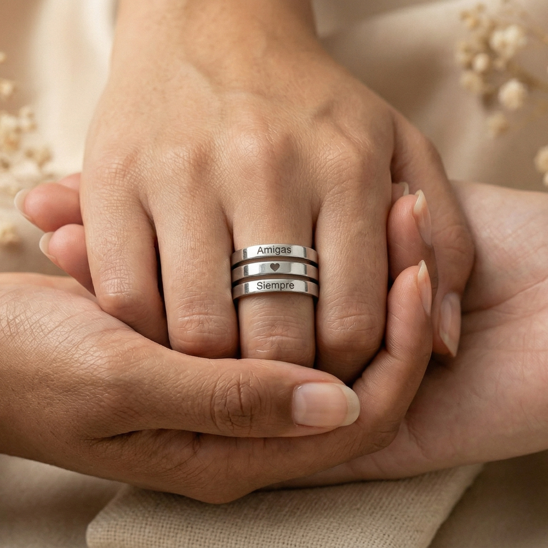 Anillo "Amigas ♥️ Siempre" | Acero Inoxidable 316L Ajustable