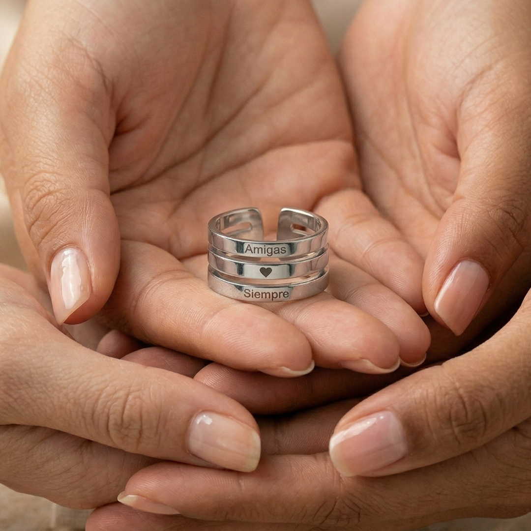 Anillo "Amigas ♥️ Siempre" | Acero Inoxidable 316L Ajustable
