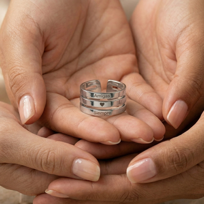 Anillo "Amigas ♥️ Siempre" | Acero Inoxidable 316L Ajustable