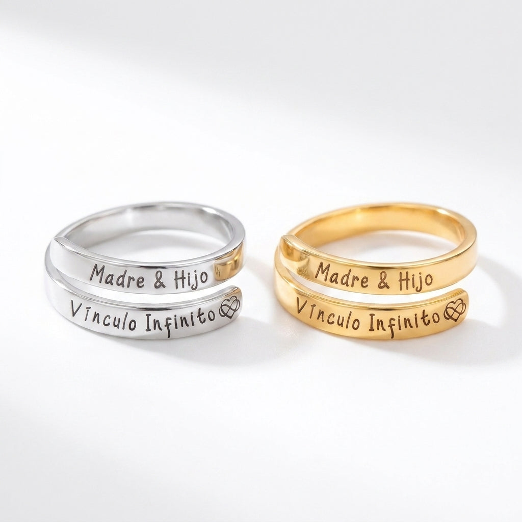 Anillos Madre e Hijo Vínculo Infinito | Pack 2x1 Ajustables Acero Inoxidable 316L