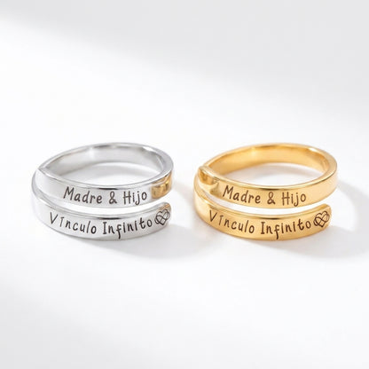 Anillos Madre e Hijo Vínculo Infinito | Pack 2x1 Ajustables Acero Inoxidable 316L