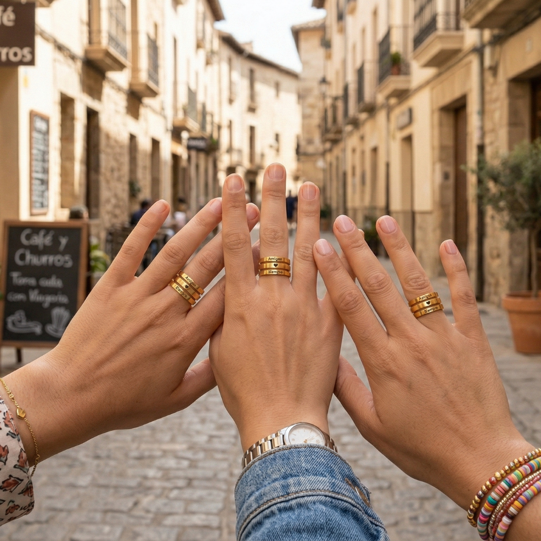 Anillo "Amigas ♥️ Siempre" | Acero Inoxidable 316L Ajustable