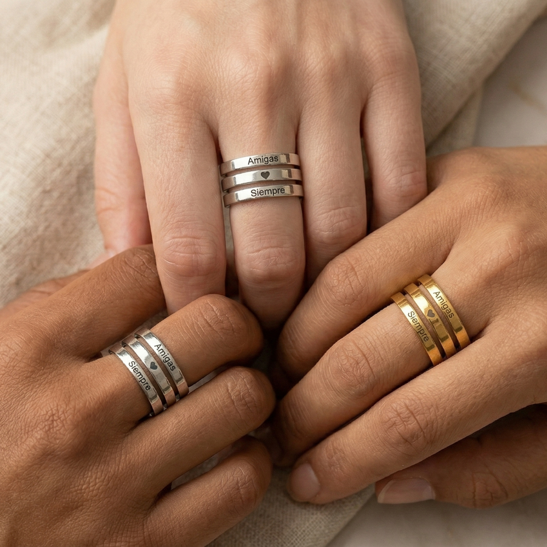 Anillo "Amigas ♥️ Siempre" | Acero Inoxidable 316L Ajustable
