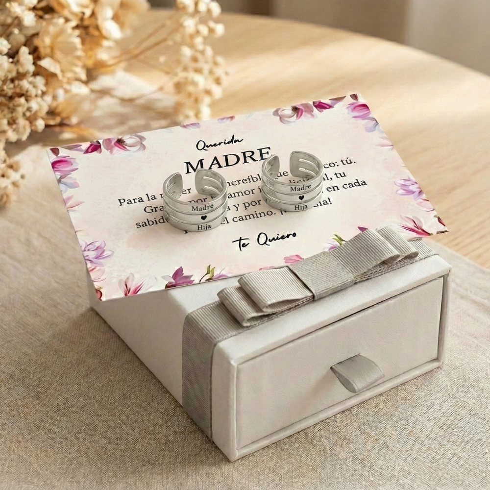 Anillo Madre e Hija "Madre ♥️ Hija" | Acero Inoxidable 316L Ajustable