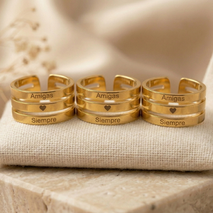 Anillo "Amigas ♥️ Siempre" | Acero Inoxidable 316L Ajustable