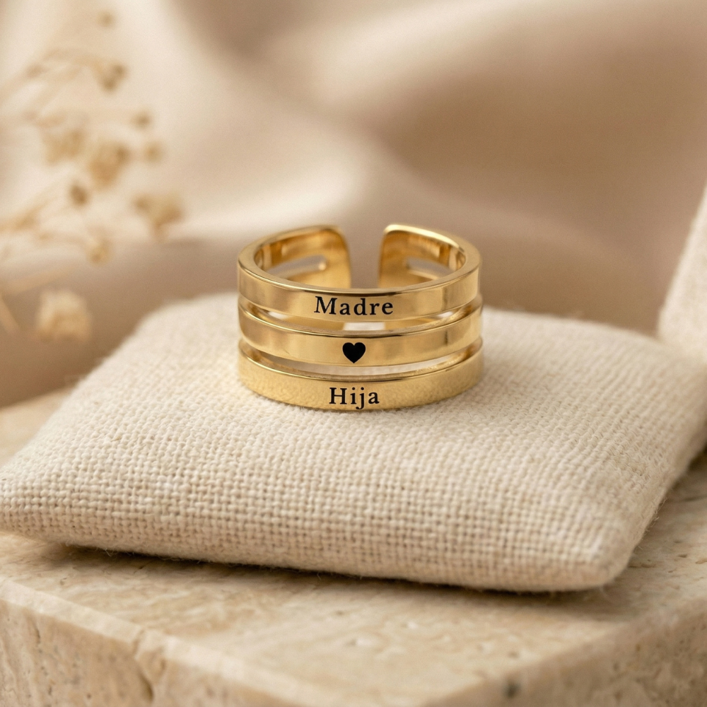 Anillo Madre e Hija "Madre ♥️ Hija" | Acero Inoxidable 316L Ajustable