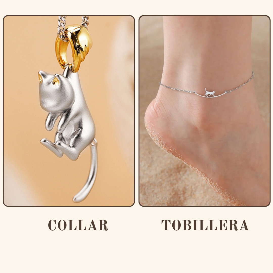 PACK Collar+pulsera+Tobillera "amor felino"