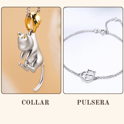 PACK Collar+pulsera+Tobillera "amor felino"