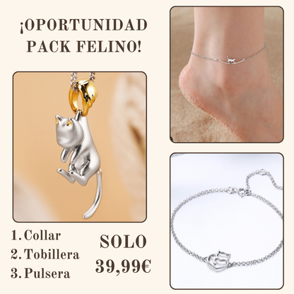 PACK Collar+pulsera+Tobillera "amor felino"