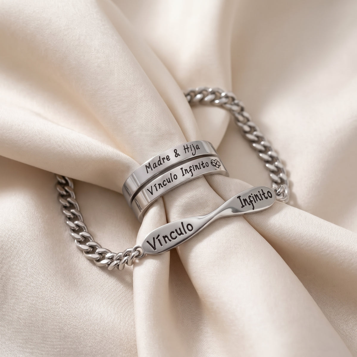 anillo y pulsera Madre hija Vínculo infinito
