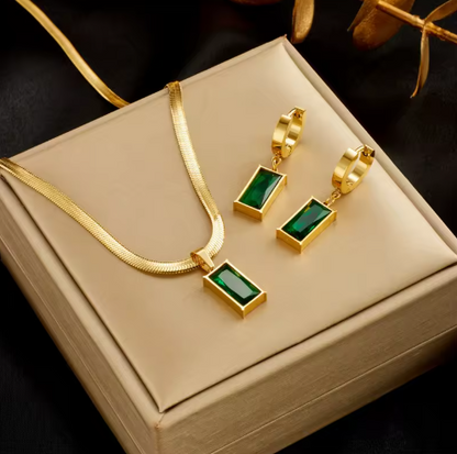 Set Eterna Esmeralda (collar + Pendientes)