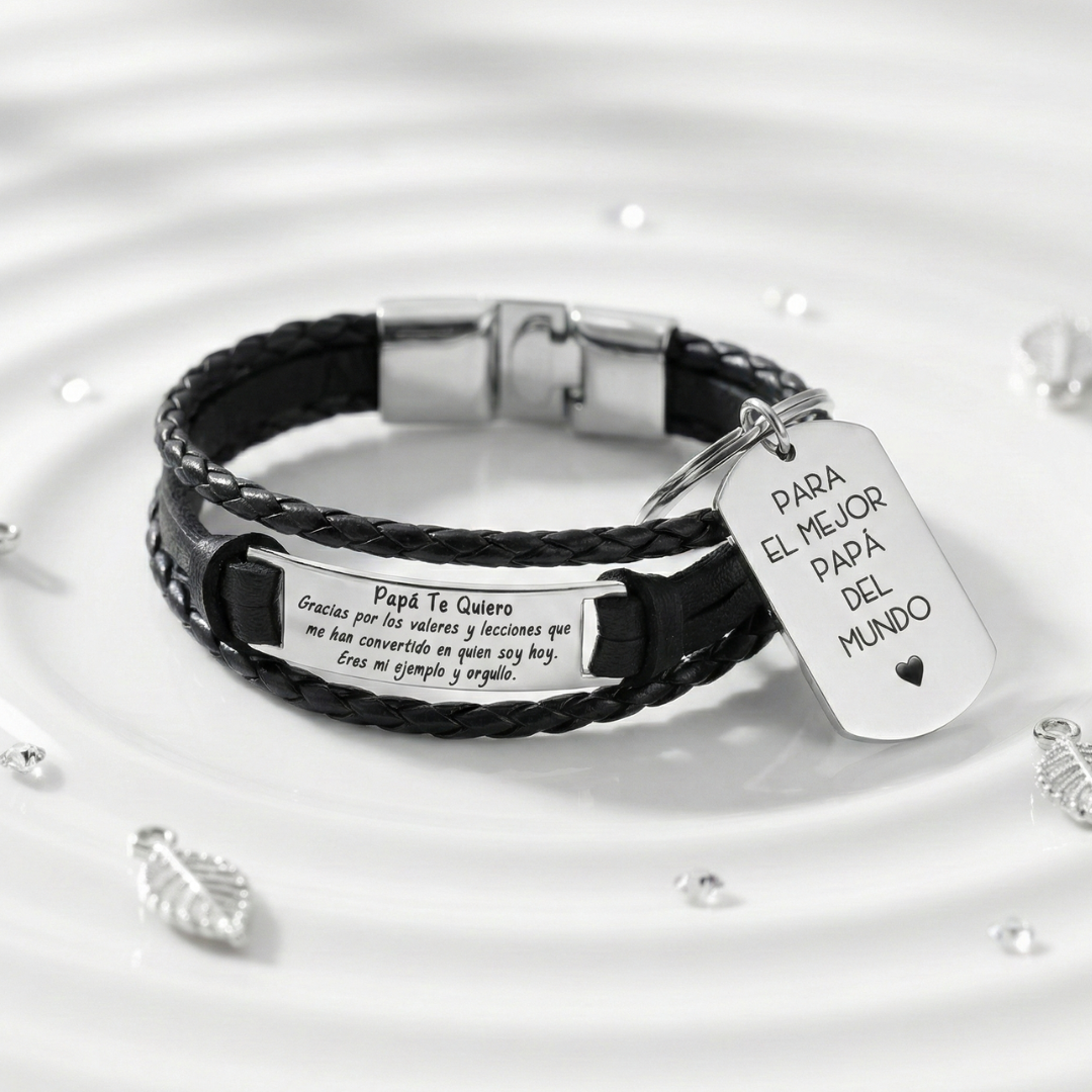 PULSERA "PAPÁ TE QUIERO" + HOY LLAVERO A JUEGO