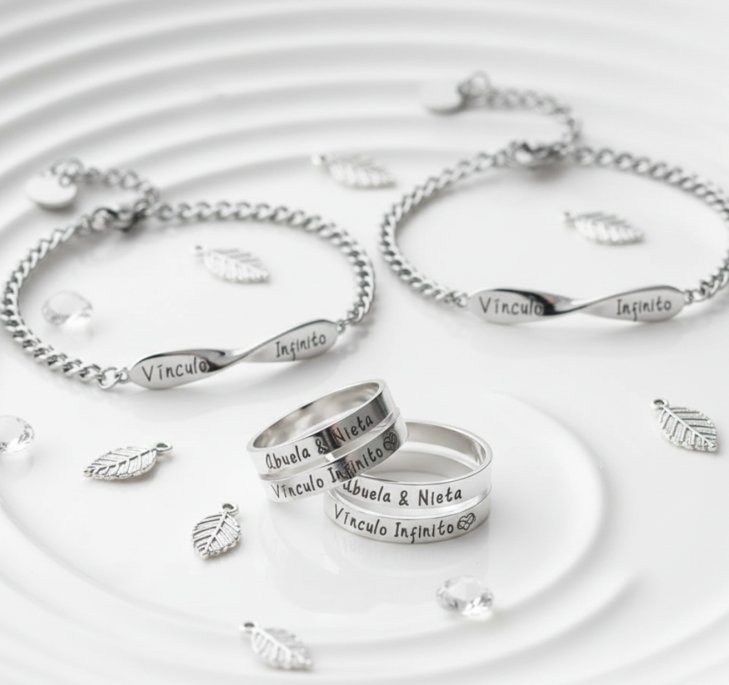 Set Anillos + Pulseras "Abuela & Nieta" "Vínculo Infinito"