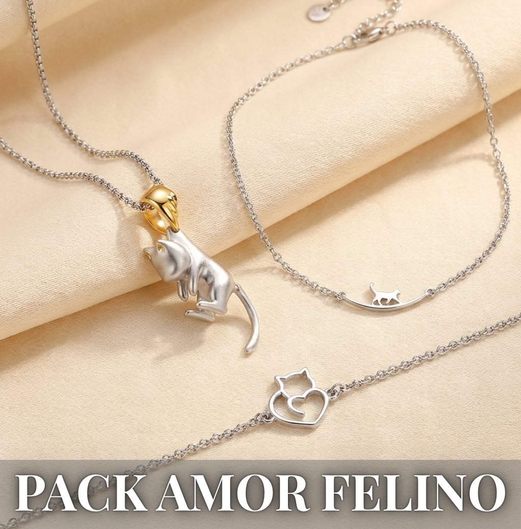 Set Collar+pulsera+Tobillera "amor felino"