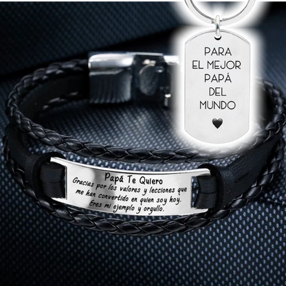 PULSERA "PAPÁ TE QUIERO" + HOY LLAVERO A JUEGO