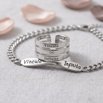 Pack 2x1 Anillos + Pulseras Vínculo Infinito | Acero Inoxidable
