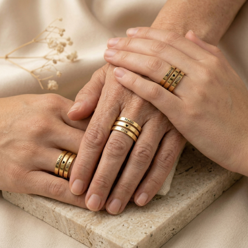 Anillo Madre e Hija "Madre ♥️ Hija" | Acero Inoxidable 316L Ajustable