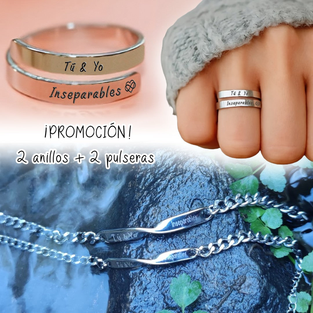 PACK Anillo + Pulsera "Tú & Yo" / "inseparables" + OTRO JUEGO GRATIS!